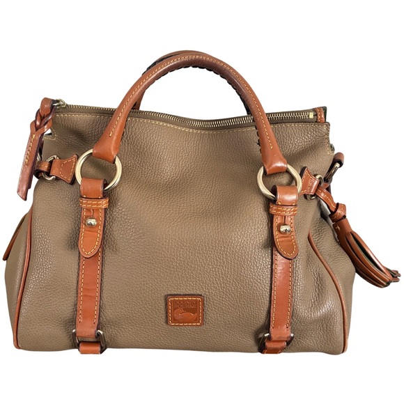 Dooney & Bourke Pebbled Florentine Satchel - Taupe & Chestnut - Picture 3 of 10